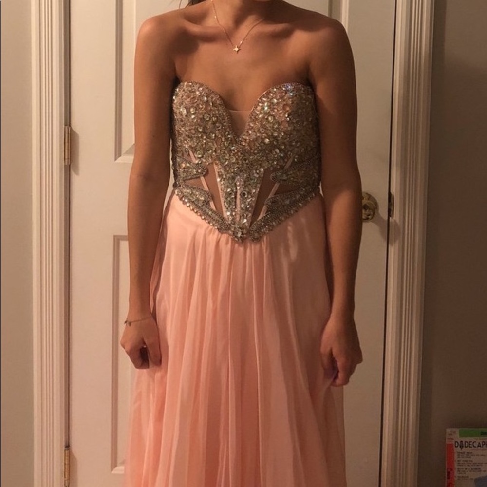 Faviana Pink Gown with Sequin Bodice